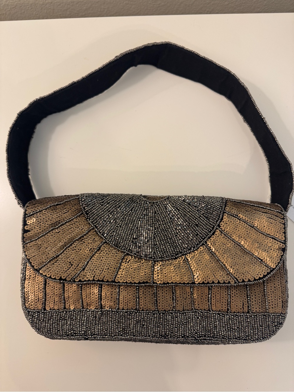 12th Tribe Black, Gold and Silver Beaded Shoulder Bag NWT - Picture 2 of 8